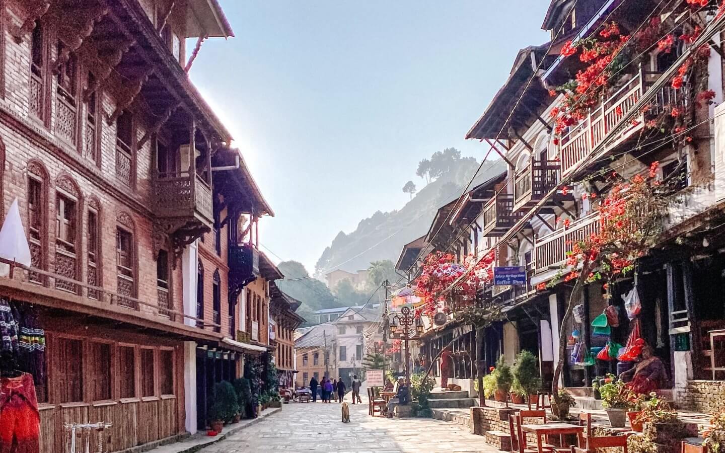 Traditional street and historic buildings in Bandipur